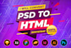 convert figma, psd, xd to html, css, bootstrap 5