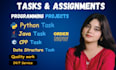 do programming assignments tasks and projects in java,python and cpp