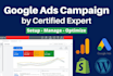setup and optimize google ads PPC adwords campaign, shopping performance max ads