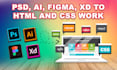 do PSD, figma, xd to HTML and CSS conversion with responsive design