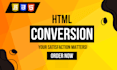 do html conversion from figma, psd to html, convert jpg pdf to html css
