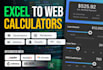 convert excel into online web calculator