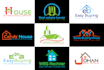 design exclusive real estate, property, construction, roofing, building logo