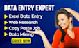 do data entry, copy paste, web research and product listing
