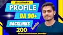 create 200 high da social profile backlinks for your website
