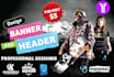 make awesome banner for adwords , web banner , header , ads