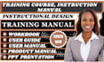 create training manual, training course instruction manual, user guide, workbook