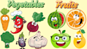 draw a cute cartoon of food, drink, fruit and vegetables