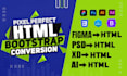 convert figma to html, psd to html responsive bootstrap 5