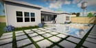 3d landscape, backyard, patio, pool, frontyard garden