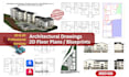 draft 2d floor plans, construction permit drawings and architectural house plans