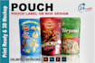 do stand up pouch, pouch label, product packaging with 3d mockup and logo