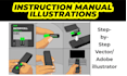 create illustrated step by step manual drawings