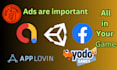 integrate ads in unity game like admob and update unity game api level