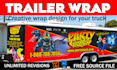 create professional box trailer, long trailer, gaming trailer wrap design