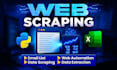 web scraping,  create email lists, data extraction, python