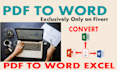 convert PDF to word or excel, scanned pages, or handwritten documents
