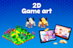 create 2d game assets, characters, items, splash arts, consept arts