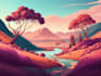 draw pixel art background, landscape, illustration