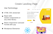 create a modern landing using HTML CSS or react