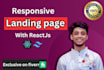 create a responsive landing page website design using react js