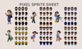 create pixel art, battle sprite, sprite sheet animation, blast sprite