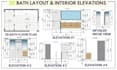 design professional 2d bathroom floor plan with detailed elevations