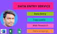 do data entry, web research, data scraping