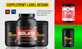 create modern supplement label design, cbd label, vitamin jar bottle