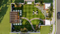 backyard landscape, patio, pool, outdoor kitchen and 3d render