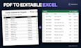 convert PDF invoices, price lists and tables to editable excel