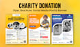 charity, donation, nonprofit, fundraising flyer and social media post design