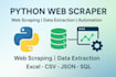 build a python web scraper for web scraping, data extraction, and automation