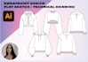create sweatshirt, hoodie design technical drawing packs