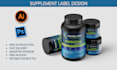 create supplement bottle pharmaceutical label, pouch and box packaging designs