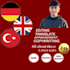 translate from turkish to english, from english to turkish, german and english