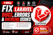 fix laravel bugs, errors and backend issues