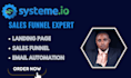 design systeme io sales funnel, systeme io, landing page, and automation