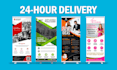 design roll up banner, retractable banner, pull up, or roller banner
