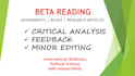 beta read, critique, and provide feedback on ir assignments