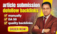 provide article submission manually to the top unique sites