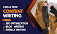 write  content writer article writer and blog writer