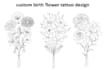 draw custom birth flowers tattoo in illustration