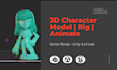 create a game ready 3d character model rig and animations