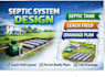 design septic system, leach field and drainage plan