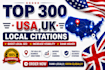 do 300 USA local citations and UK directory submission