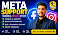 contact meta support to fix your facebook , business manager , ad account issue