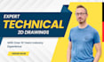 create technical engineering drawing, 3d modeling and cad illustration