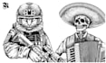 make a black and white detailed vector illustration