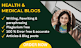 write medical and health articles or blogposts